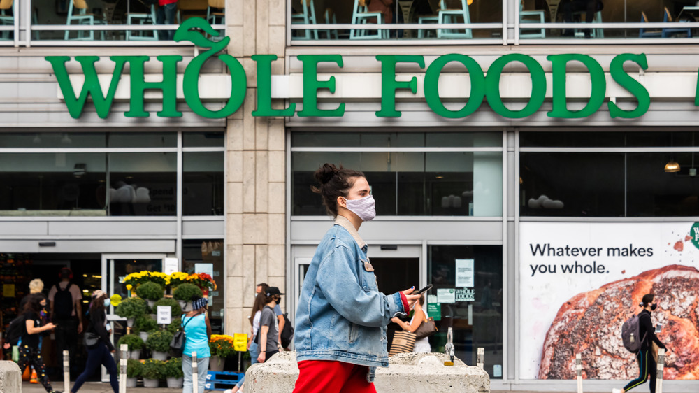 Whole Foods customers wearing masks
