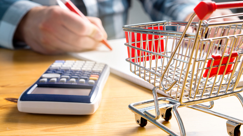 Calculator and grocery cart