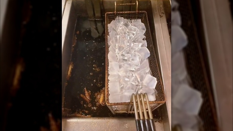 Ice in deep fryer