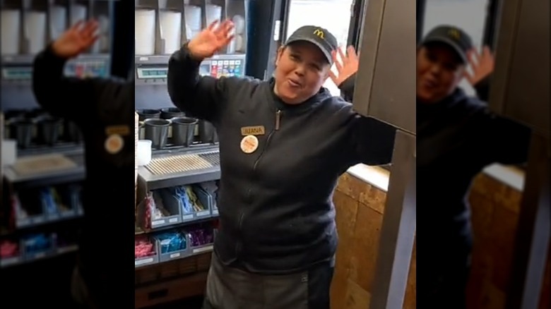 Celebrating McDonald's worker