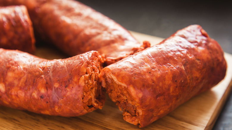 Fresh Mexican chorizo close up