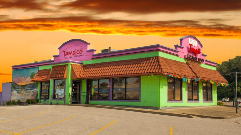 exterior of Tampico Mexican Restaurant at sunset