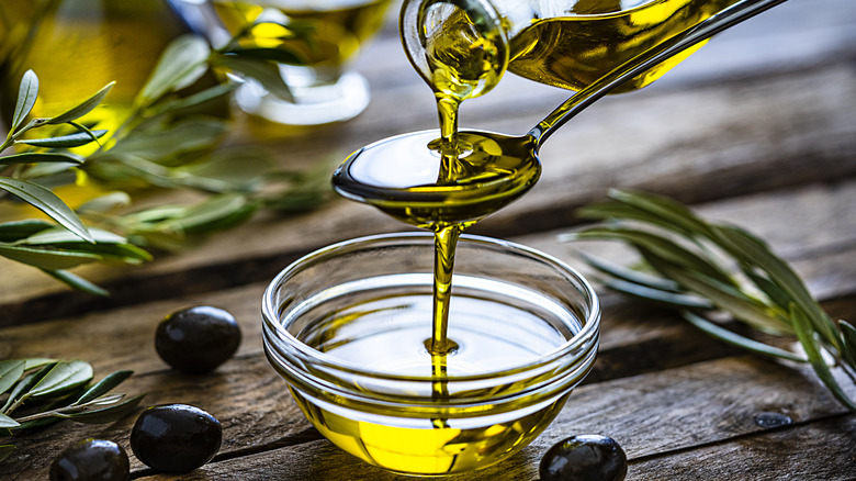 Olive oil being poured