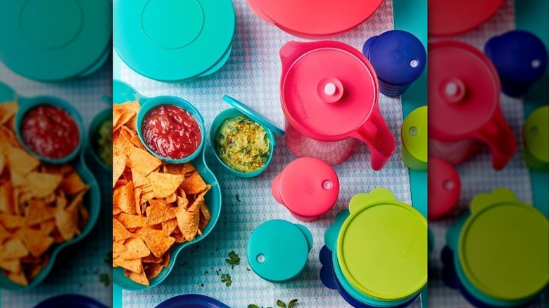 An assortment of Tupperware food servers 