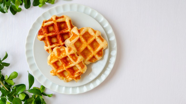 Cooked waffles on a plate