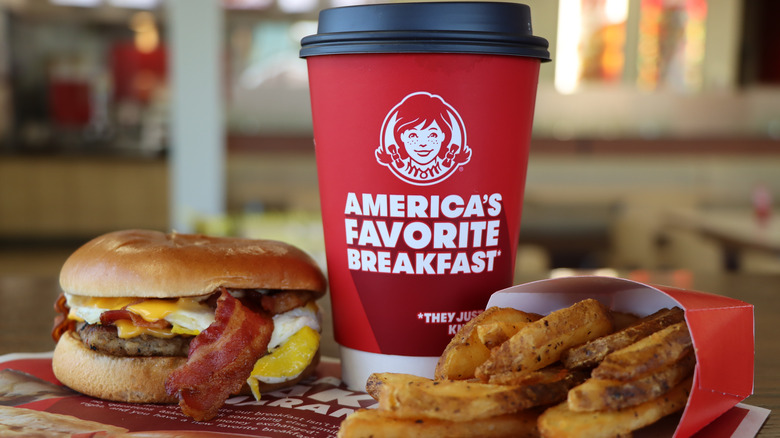 Wendy's coffee cup reading "America's Favorite Breakfast"