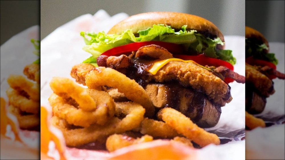 Burger King onion rings with cheeseburger