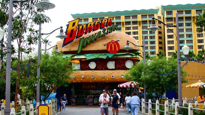 Burger Invasion storefront in Disney park