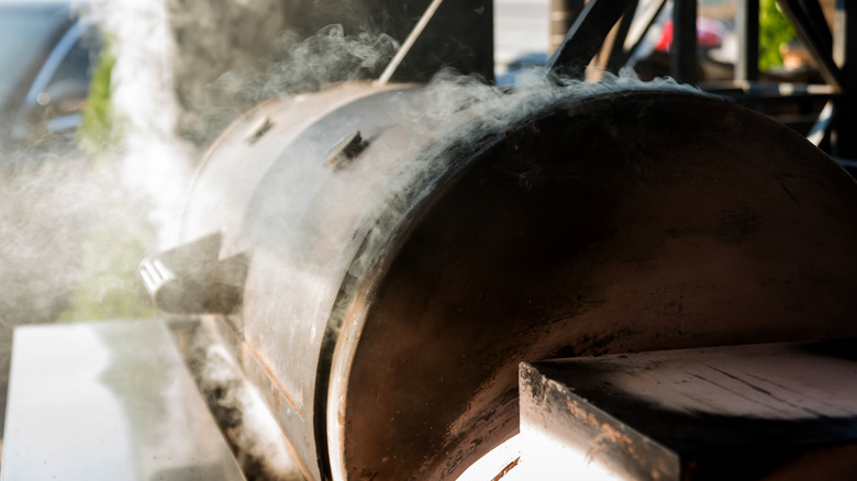 Smoke coming out of a smoker