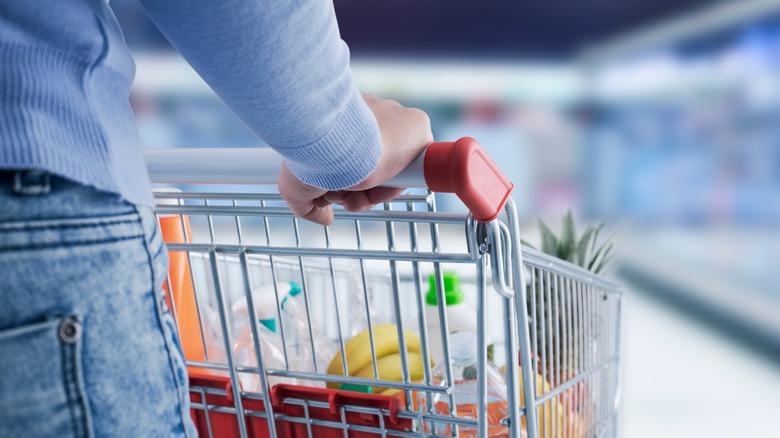 Shopping cart in grocery store