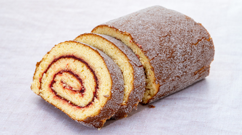 Partially sliced jelly roll