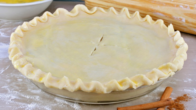 Egg washed unbaked pie crust