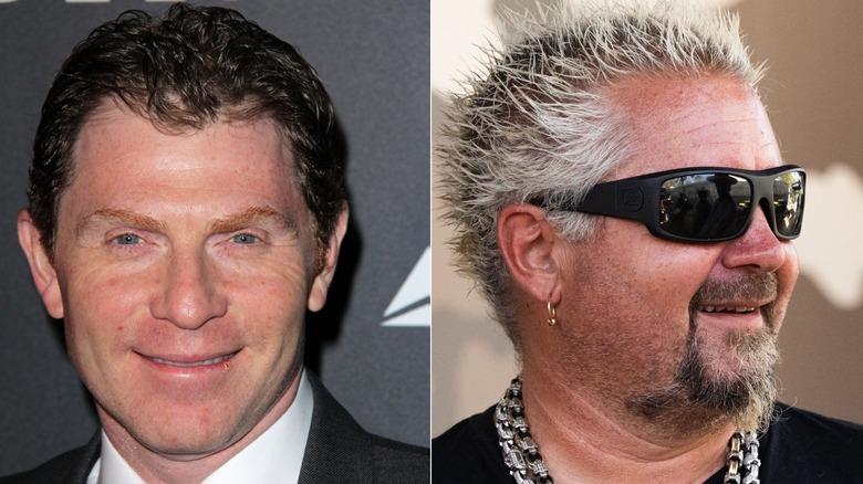 Close-up of Bobby Flay and Guy Fieri