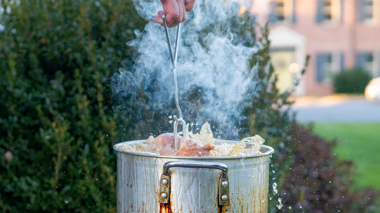 deep frying a turkey outdoors