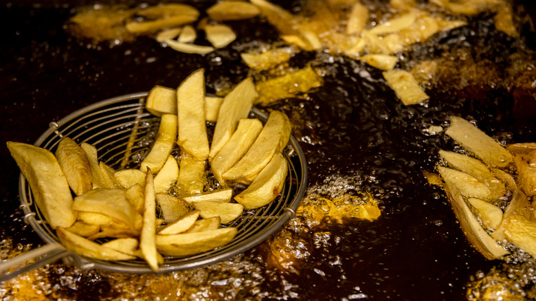 frying chips in oil