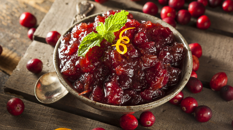 homemade cranberry sauce in bowl