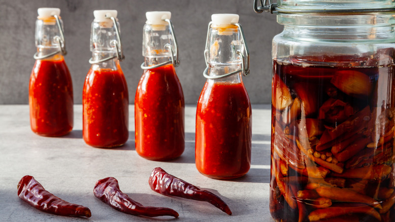 Chili sauce bottles