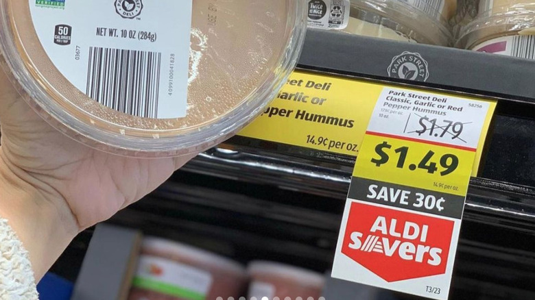 Aldi Savers Tag on hummus