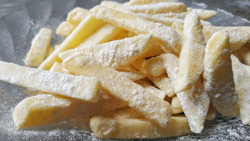 Frozen potato slices on a plate