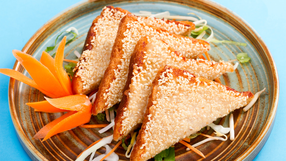 Shrimp toast with sesame seeds