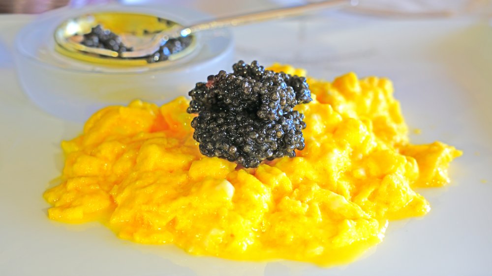 Scrambled eggs with caviar