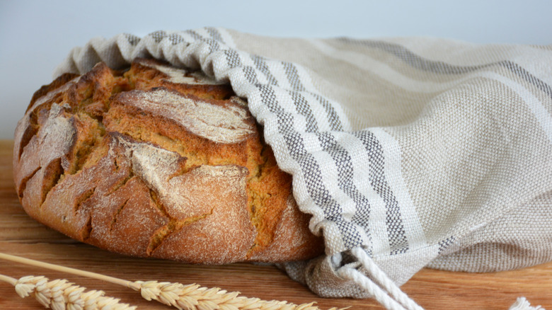 boule in a linen bag