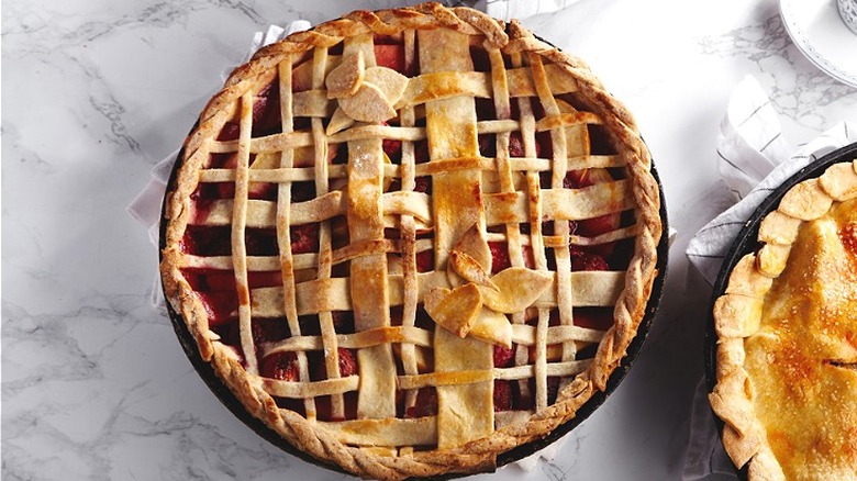 Baked pie with lattice crust