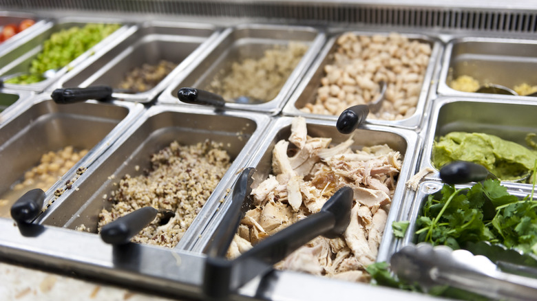 salad bar vegetables and meat