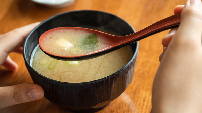 miso soup with spoon