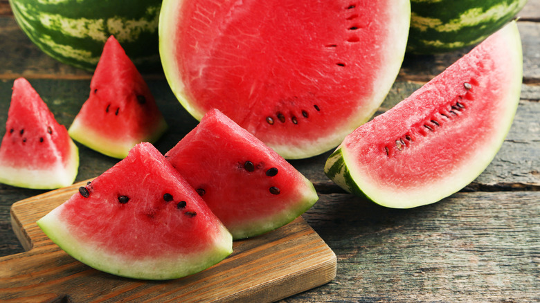 Watermelons on a cutting board