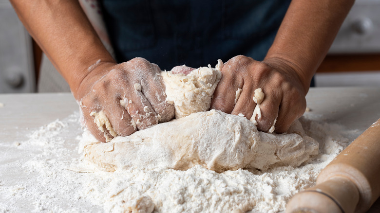 Kneading bread