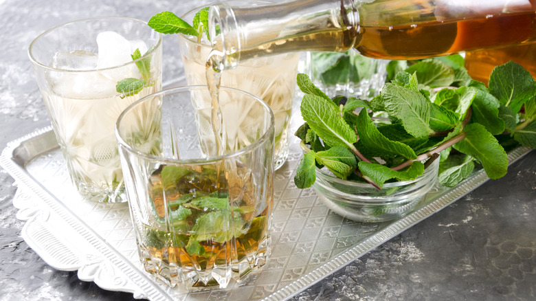 Making mint juleps