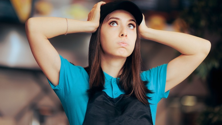 Frustrated fast food employee