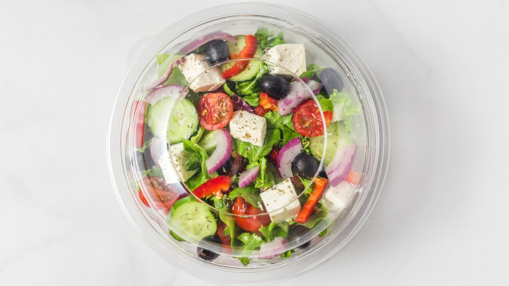 A takeaway Greek salad