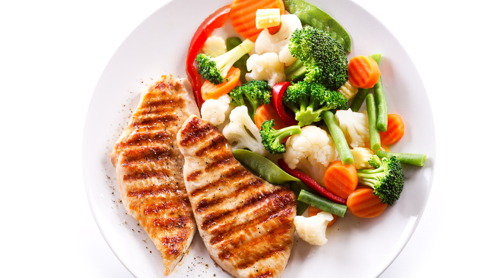 Grilled chicken and vegetables