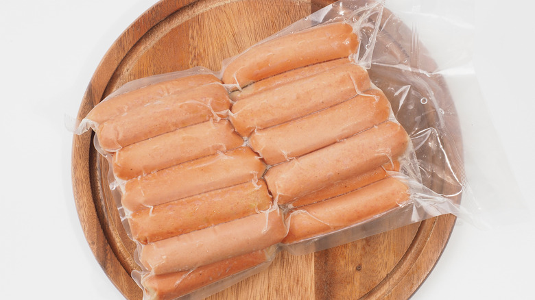 frozen sausage in clear bag