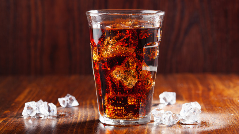 glass of soda on table