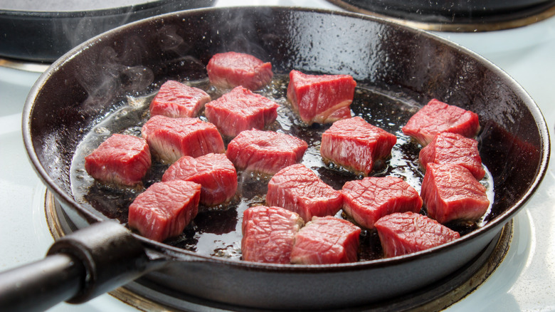 Beef in a skillet