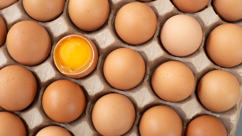 eggs in brown carton