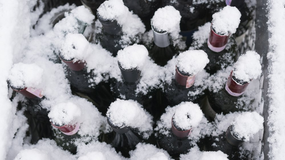 frozen wine bottles