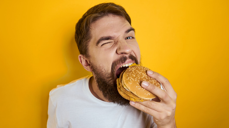 Man eating a burger