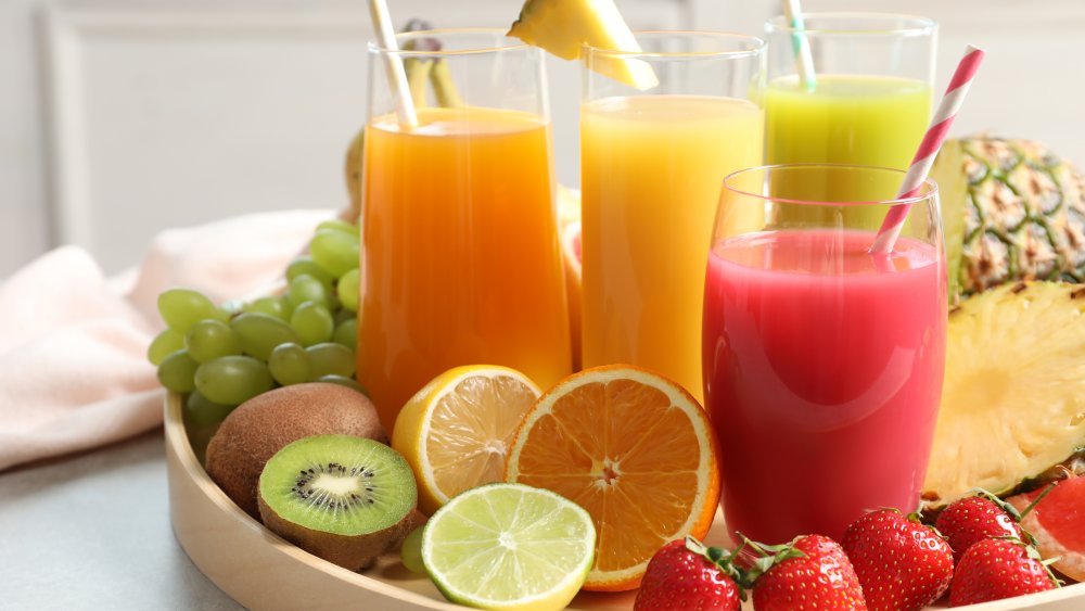 Glasses of fruit juice