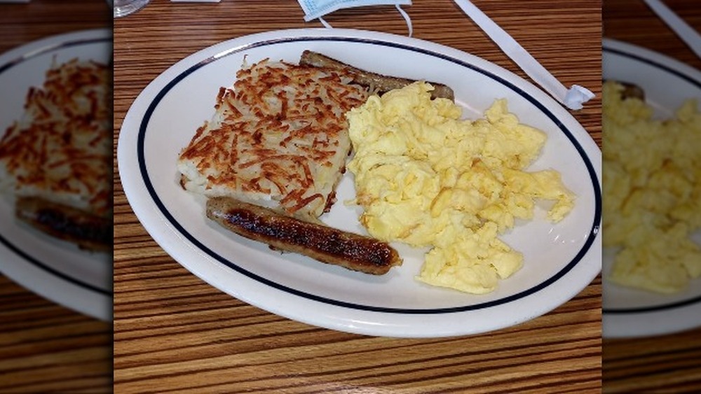 Eggs, sausage, and hash browns from IHOP