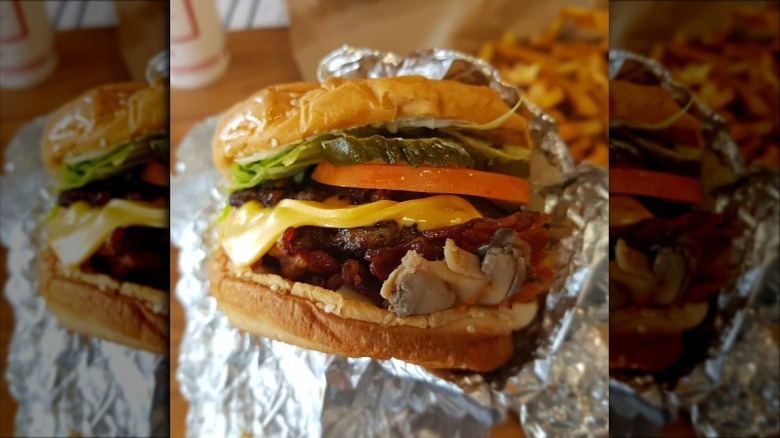 The bacon cheeseburger at Five Guys