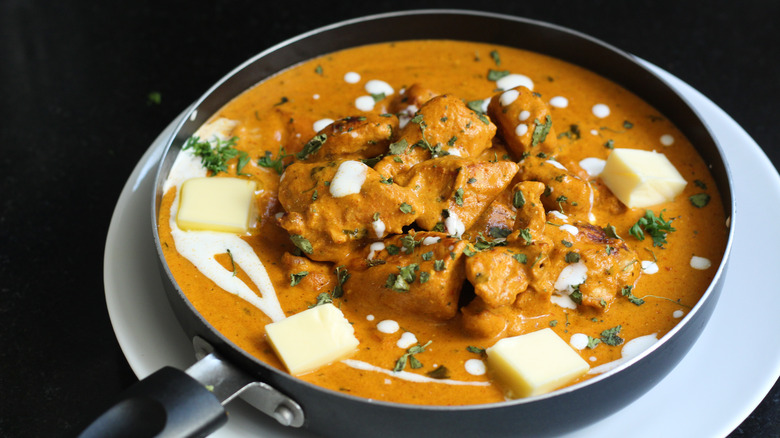 A pan of butter chicken