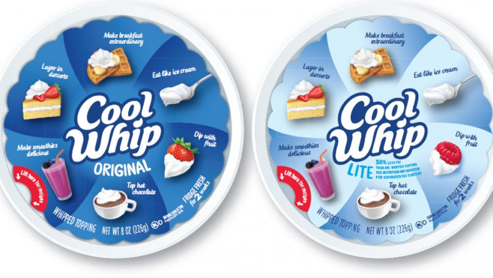 two containers of cool whip, original and lite 