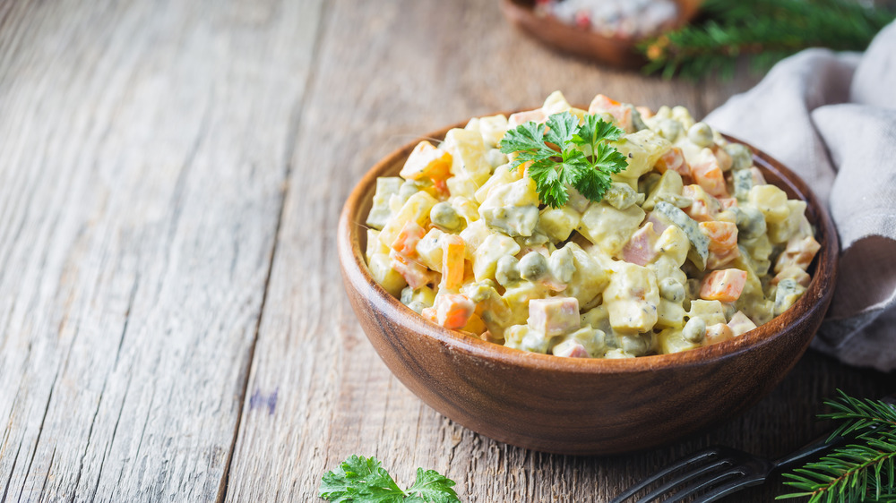 Russian egg salad with vegetables