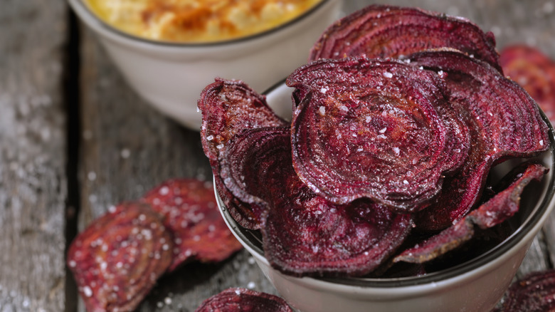 beet chips and hummus