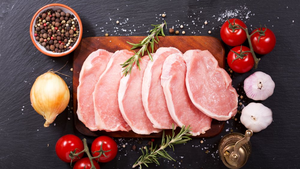 fresh raw pork chops