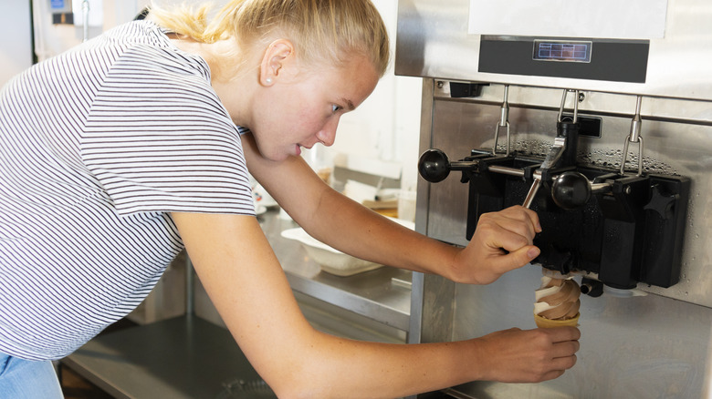 Child making ice cream cone